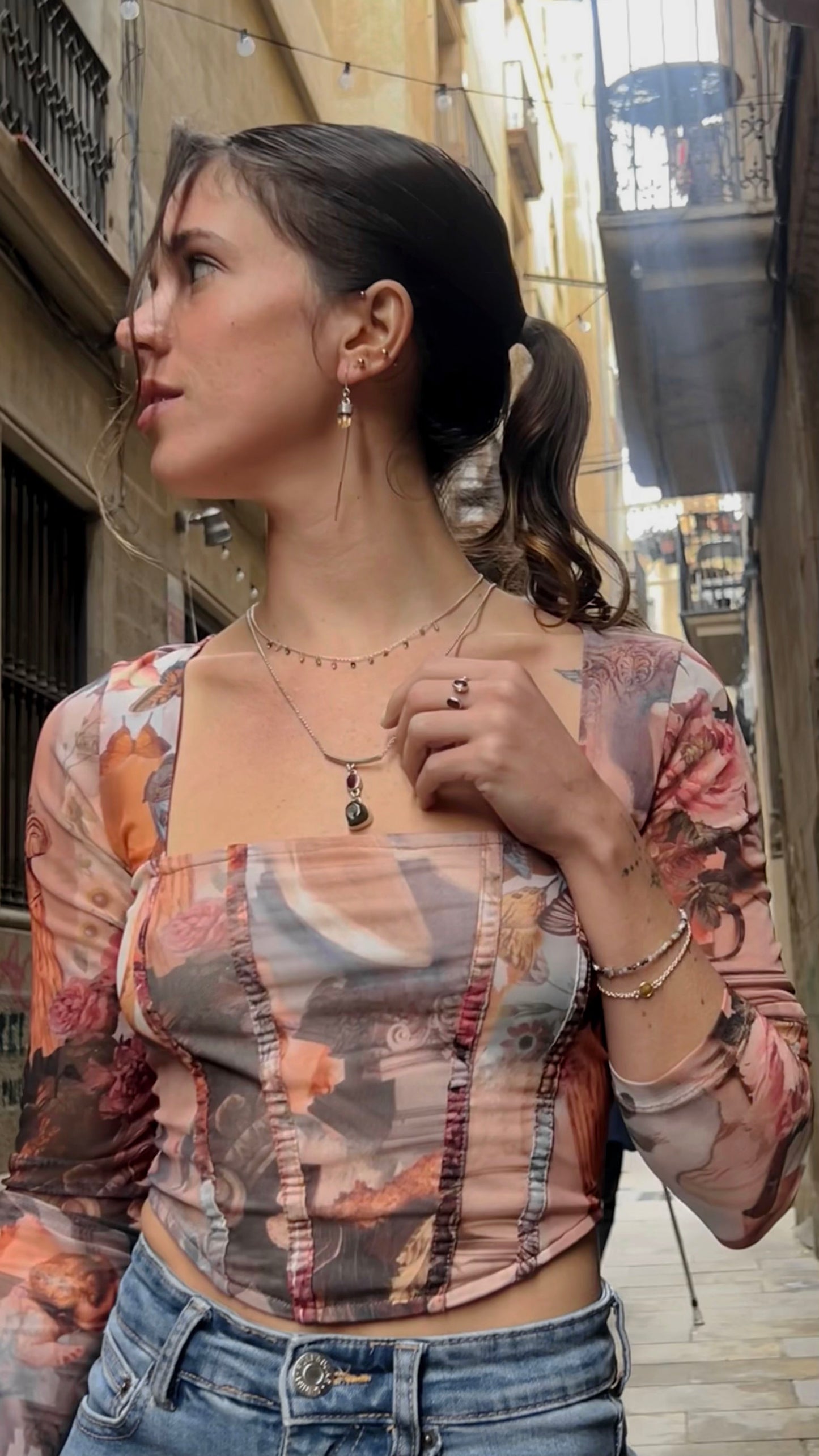 Watermelon Tourmaline and Garnet Necklace