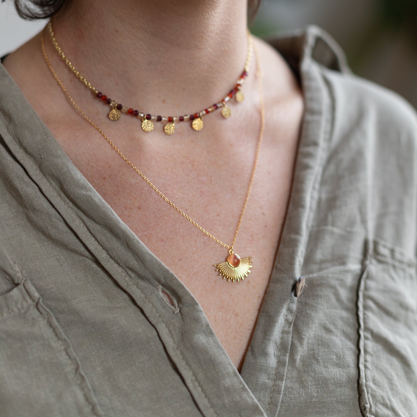 Collar Cornalina Medio Sol