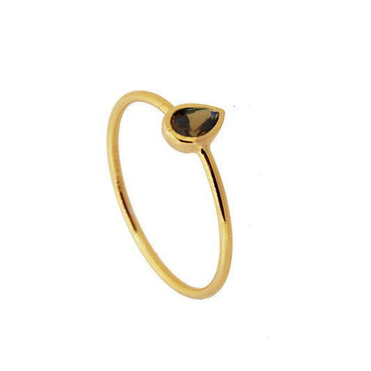 Anillo Gota Cuarzo Ahumado