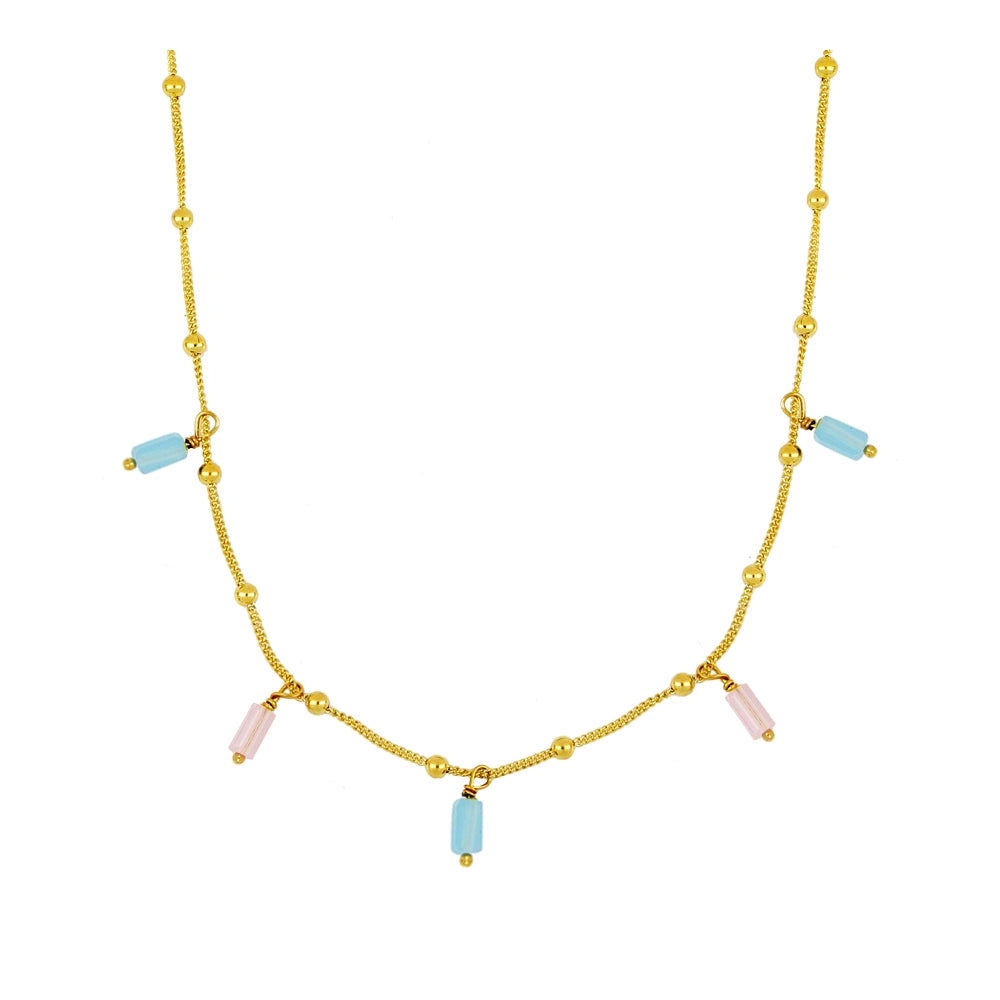 Collar Aguamarina y Cuarzo Rosa