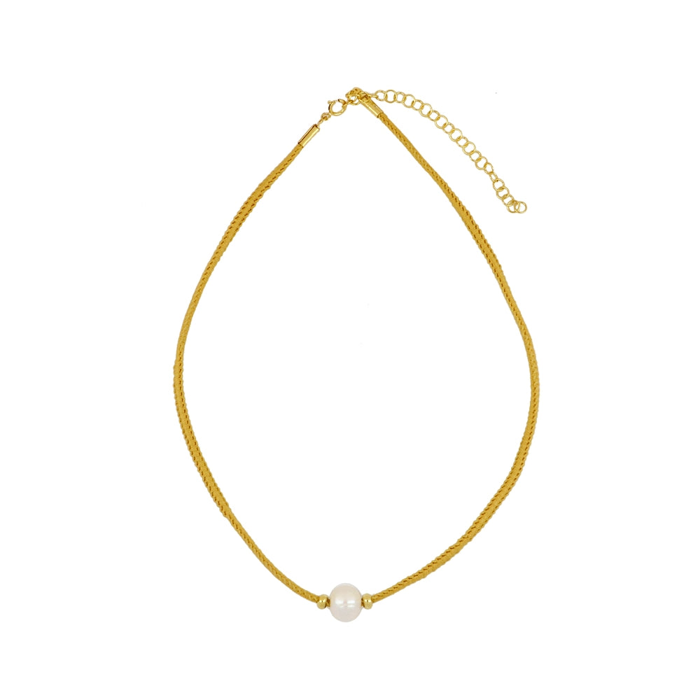 Collar Perla Verano Hilo Trenzado Elastico
