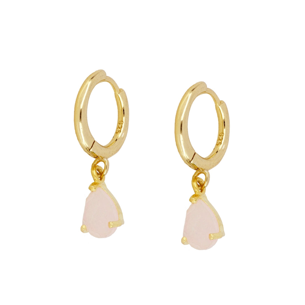 Pendientes Gota Calcedonia Rosa