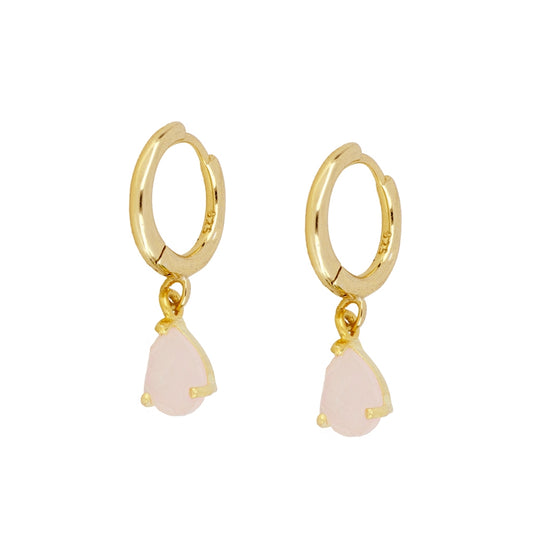 Pendientes Gota Calcedonia Rosa