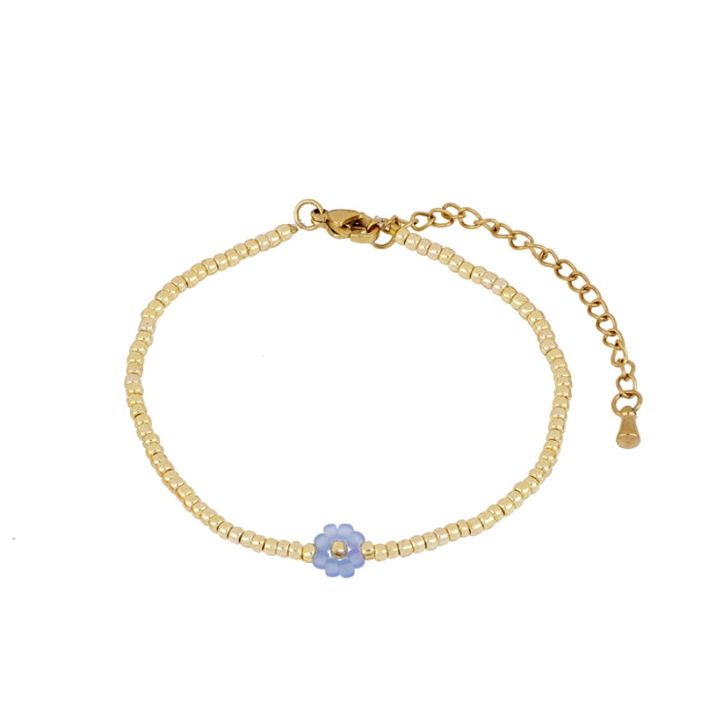 Pulsera de cuentas Miyuki con flor de colores – joyería artesanal de El Born, Barcelona