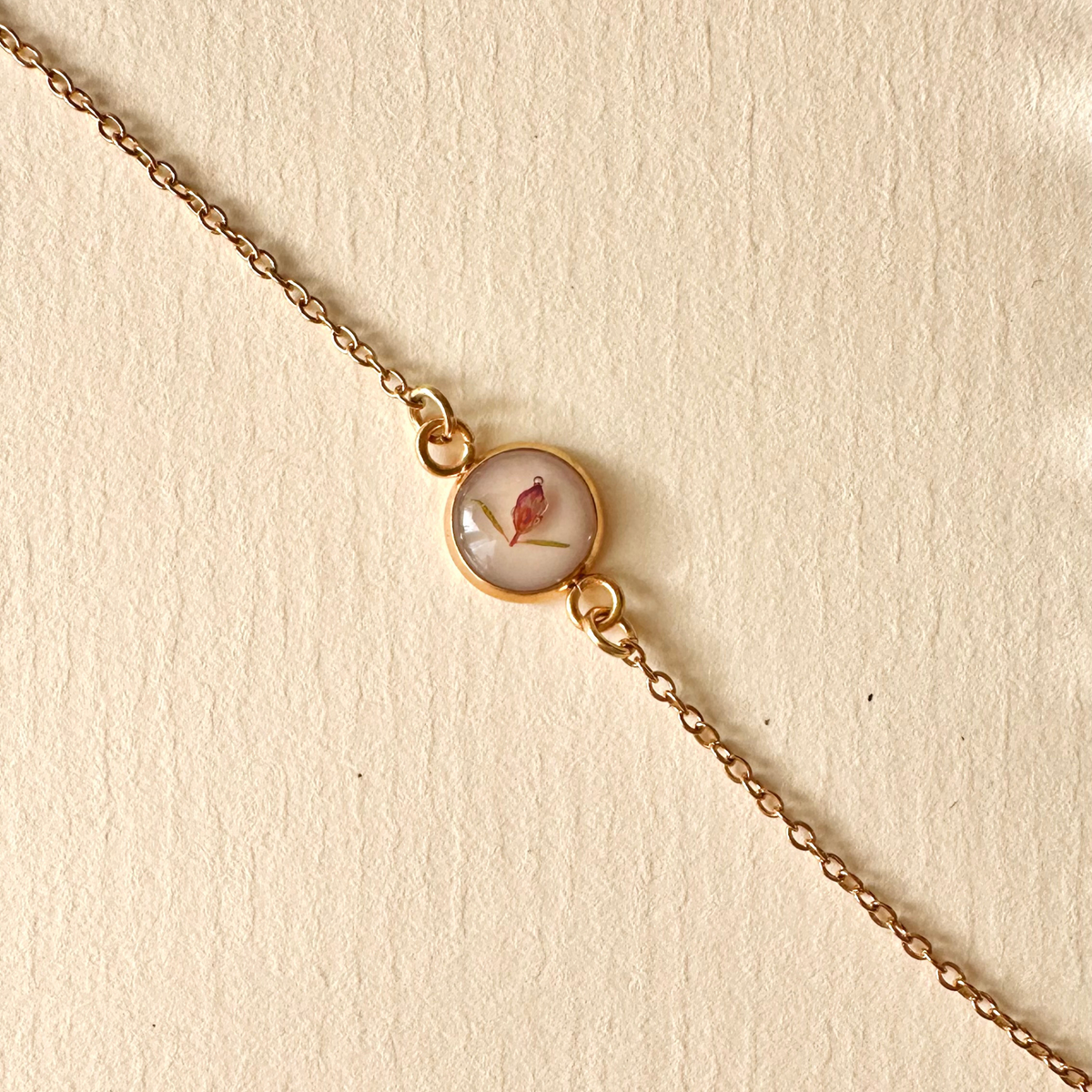Pulsera de flores preservadas con mini rosa natural – pieza única de MolaMon