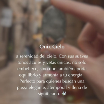 Anillo Ónix Cielo con piedras naturales – joyería artesanal de El Born, Barcelona