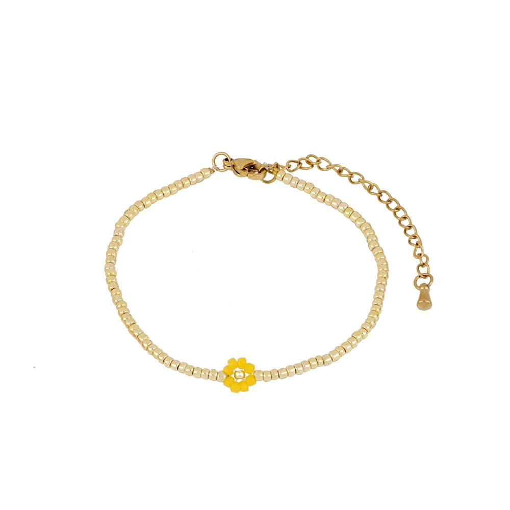 Pulsera de cuentas Miyuki con flor de colores – joyería artesanal de El Born, Barcelona