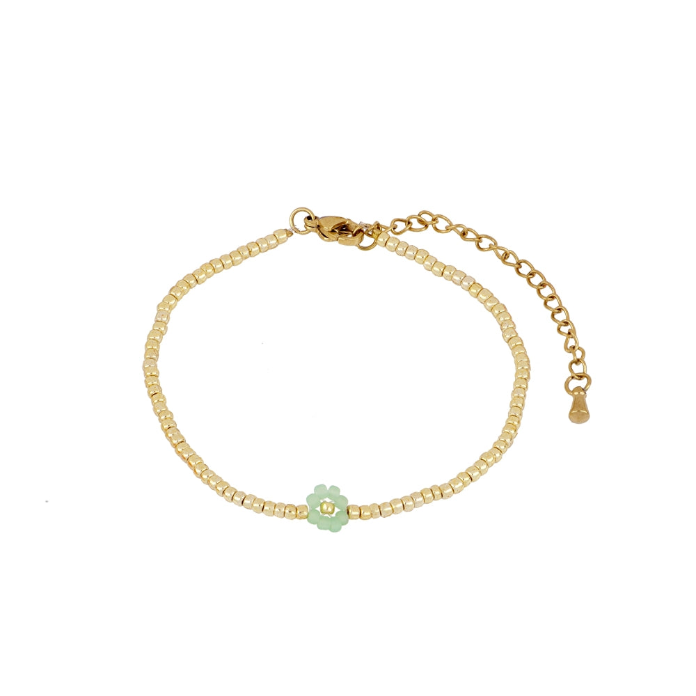 Pulsera de cuentas Miyuki con flor de colores – hecho a mano en Barcelona