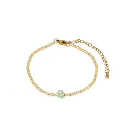 Pulsera de cuentas Miyuki con flor de colores – hecho a mano en Barcelona