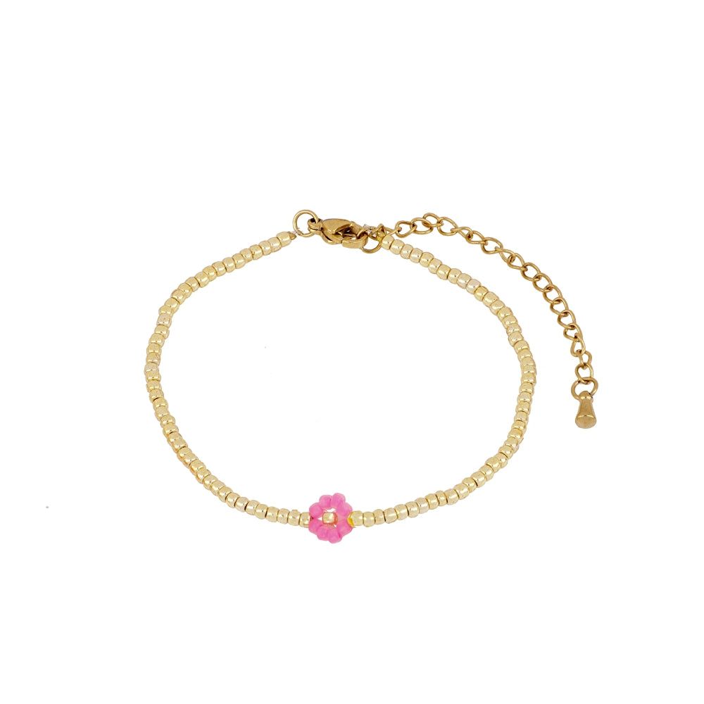 Pulsera de cuentas Miyuki con flor de colores – pieza única de MolaMon